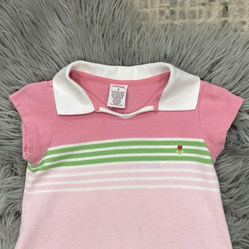 Gymboree Tip Toe‎ Tulips Cotton Pique Polo Style Short Sleeved Dress Size 4T